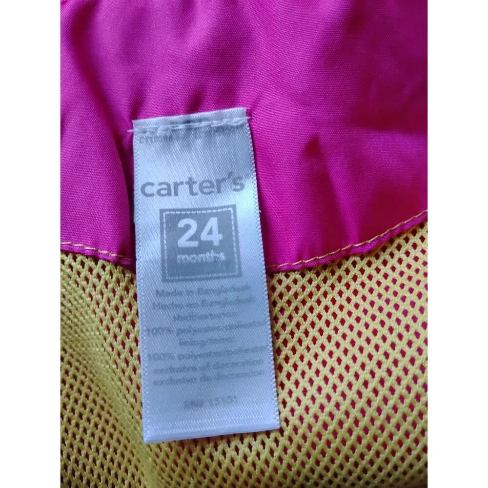 Carter's Girls Size 24 Months Bright Pink Hooded Windbreaker